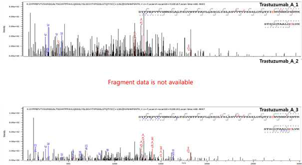 Trastuzumab 단백질 H:Cys147=H:Cys203 disulfide bond의 확인