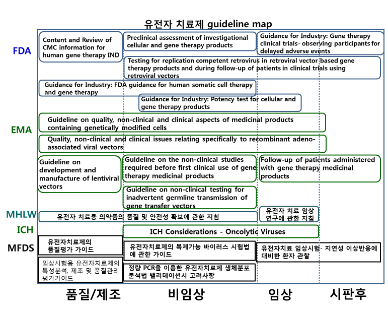 유전자 치료제의 국내외 guideline map