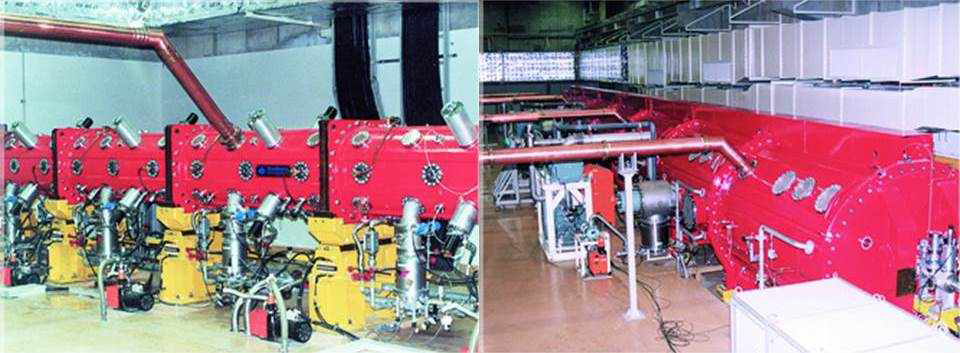 Radio-frequency quadrapole(left) and alveraz drift linear accelerator(right)