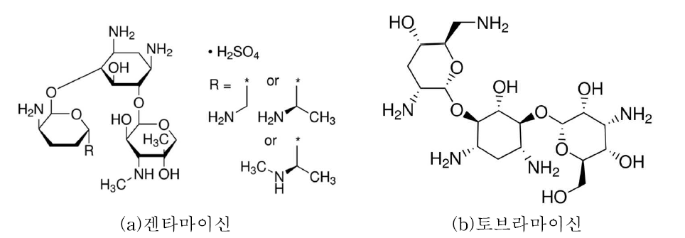 겐타마이신과 토브라마이신의 분자구조