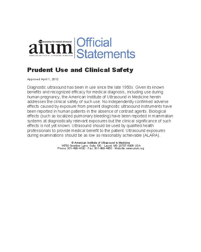 Prudent Use and Clinical Safety(진단 초음파의 임상적 안전)