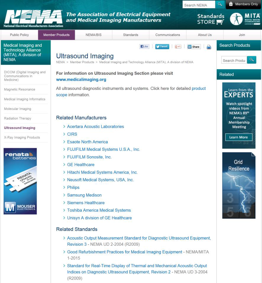 조영초음파 혈류측정기기 관련 NEMA 규격 조사 및 분석