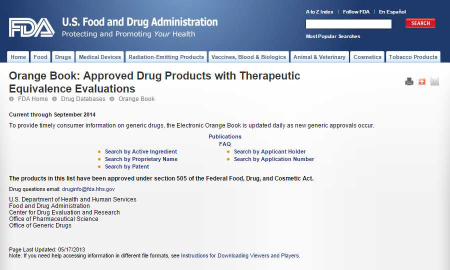 미국의 의약품 특허정보 데이터베이스 ‘Orange Book’