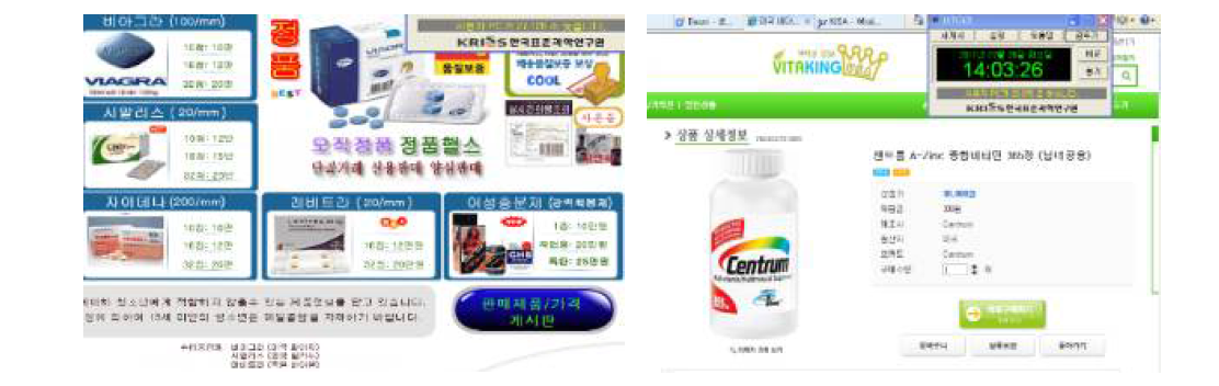 제품 구입 시 주의하여야 할 인터넷사이트 예시1 (식품의약품안전처, 2011년)