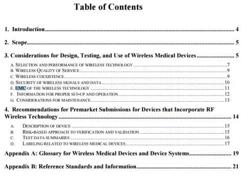 Frequency Wireless Technology in Medical Devices - Guidance for Industry and Food and Drug Administration Staff