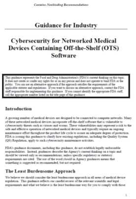 Cybersecurity for Network Medical Devices Containing Off-the-Shelf(OTS) Software