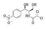 Molecular structure of chloramphenicol.