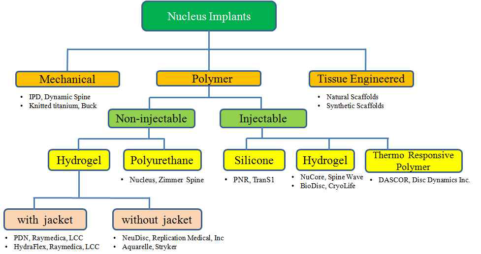 수핵 충진용 임플란트 분류
