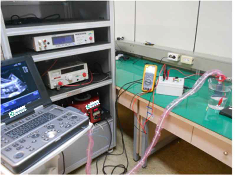 초음파프로브에 대한 환자측정전류 시험의 시험장비 전체 구성