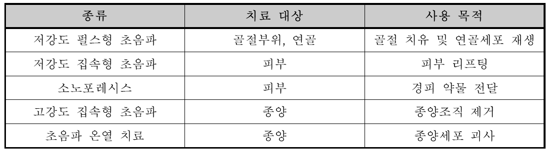 치료 초음파의 종류와 목적