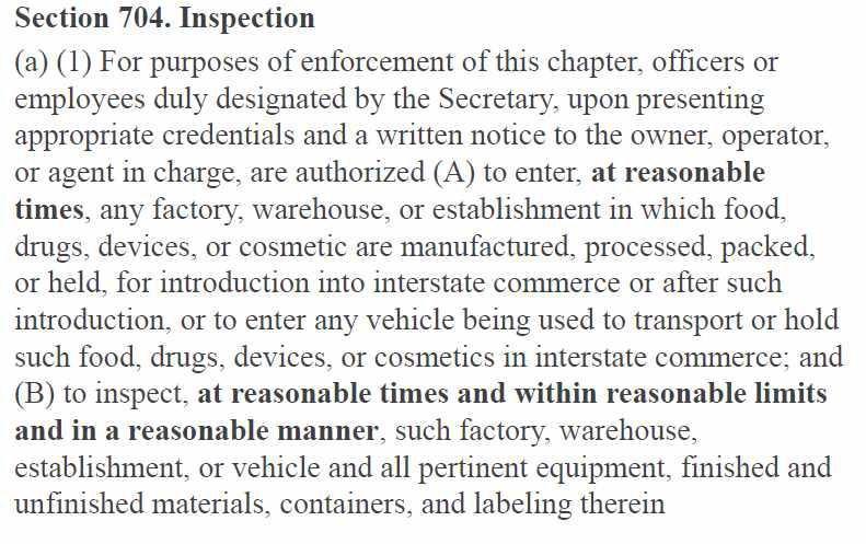 FDC Act, Section 704