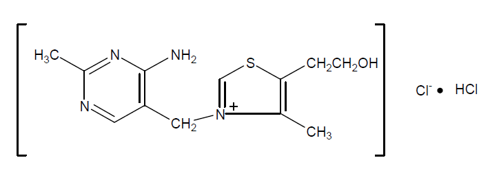 Chemical structure of thiamine hydrochloride