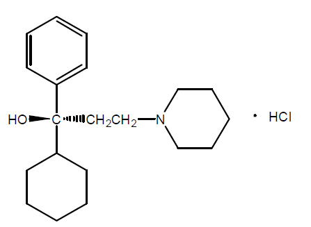 Chemical structures of Trihexyphenidyl Hydrochloride