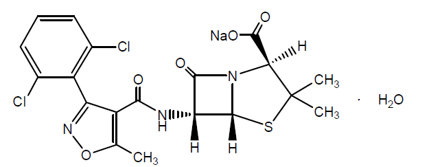 Chemical structures of Dicloxacillin sodium hydrate