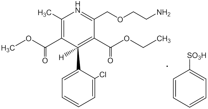 Chemical structures of amlodipine besylate