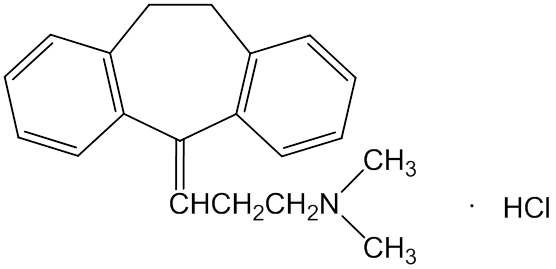 Chemical structures of amitriptyline hydrochloride