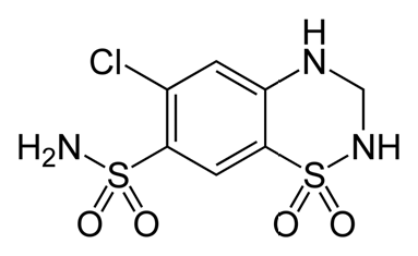 Chemical structures of hydrochlorothiazide