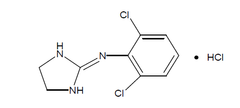 Chemical structure of clonidine hydrochloride