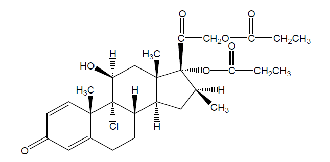 Chemical structure of beclomethasone dipropionate