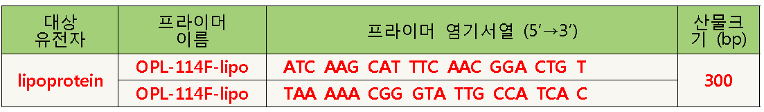 new lipoprotein gene PCR primers.