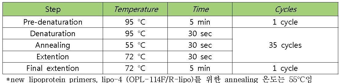 PCR condition