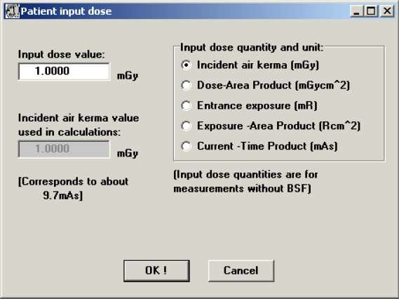 환자선량 계산시 선량 입력 방법
