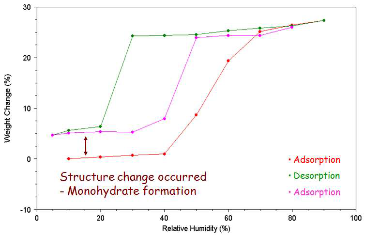 Dynamic Vapor Sorption을 이용한 습도에 따른 결정형 변화