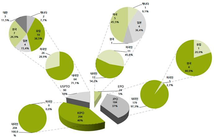 주요시장국 내·외국인 특허출원현황