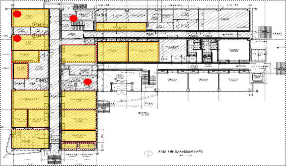 RI-Biomics 연구동 지상 1층 주요(A구역) 실 유형