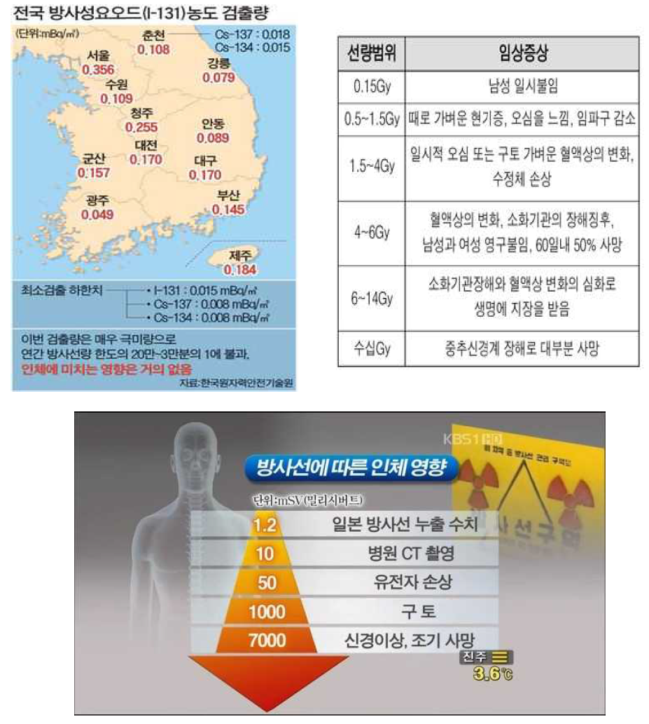 방사선 인체 위해도 정보