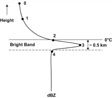 밝은 띠가 존재하는 레이더 반사도의 연직단면