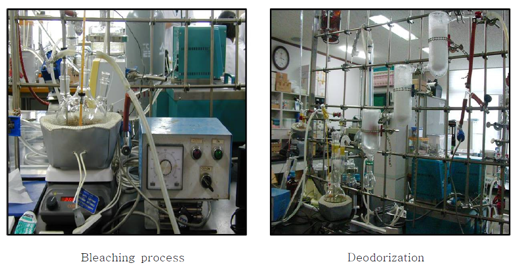 Process of bleaching and deodorization process used in this study.