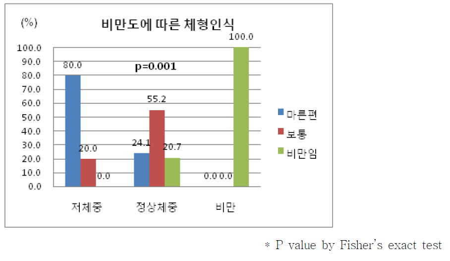 비만도에 따른 체형 인식