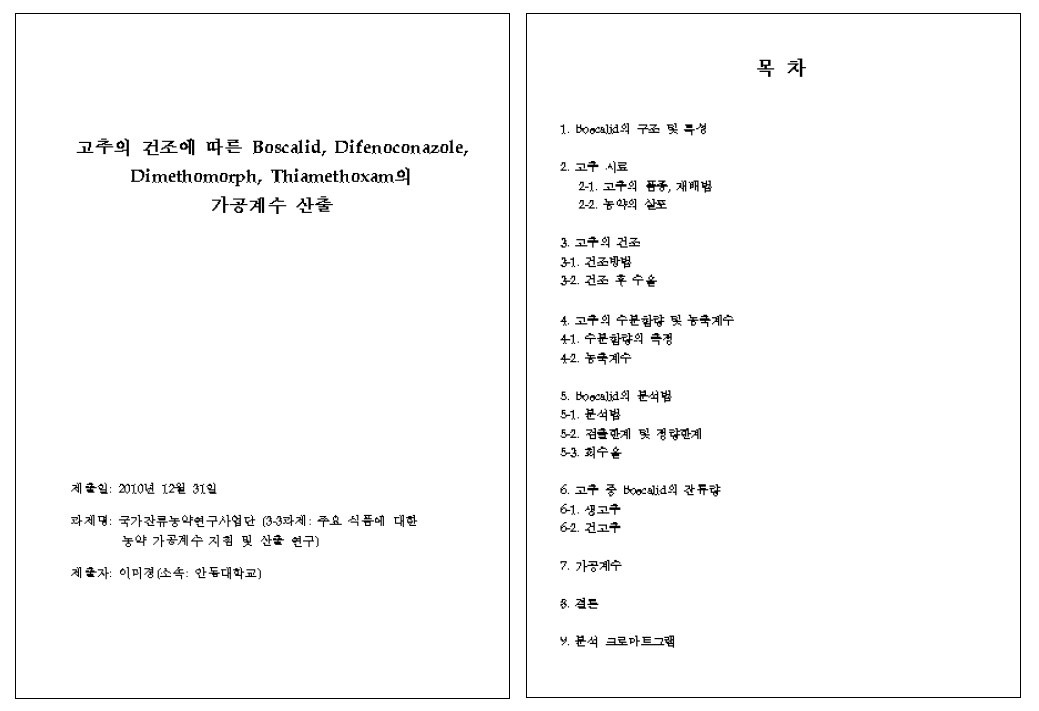 가공계수 산출 실험결과 보고서