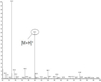Cymoxanil의 mass spectrum