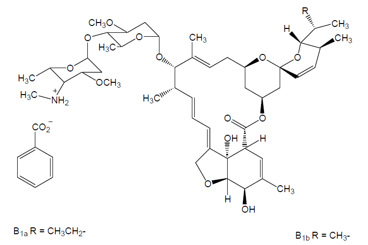 단성분 분석법 I의 대상 성분인 emamectin benzoate의 화학구조