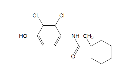 단성분 분석법 II의 대상 성분인 fenhexamid의 화학구조