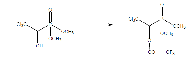 Trichlorfon의 MBTFA와 pyridine에 의한 유도체화 반응
