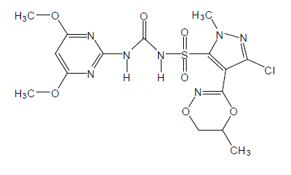 단성분 분석법 I의 대상 농약인 metazosulfuron의 구조
