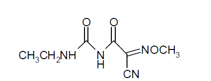 단성분 분석법 VIII의 대상 농약인 cymoxanil의 구조