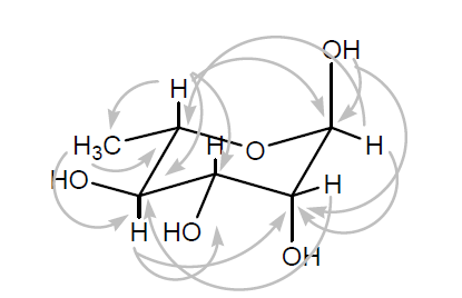 Key HMBC correlations of 6-deoxy-L-talopyranose