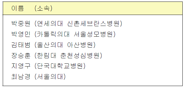 지역약물감시센터 평가기준 개발 위원