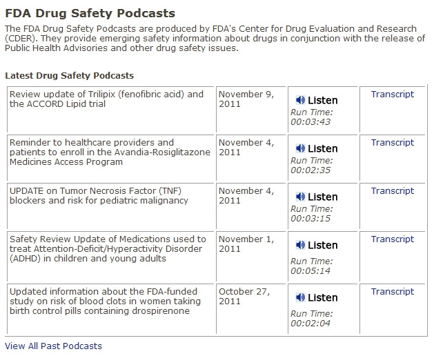 FDA drug safety podcast.