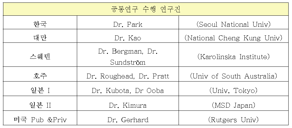 공동연구 수행 연구진