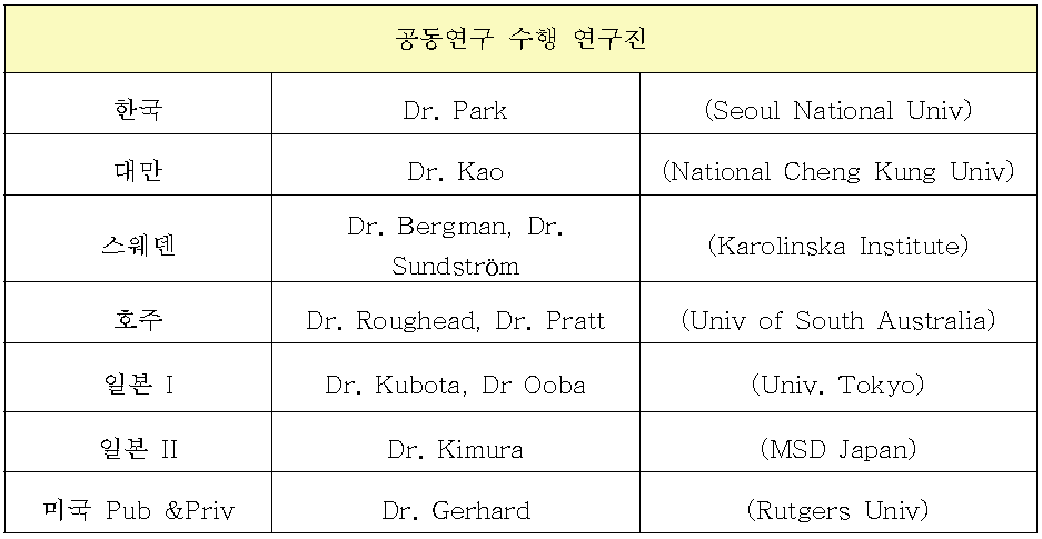 공동연구 수행 연구진