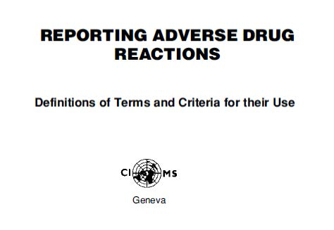 CIOMS의 Reporting adverse drug reaction 표지