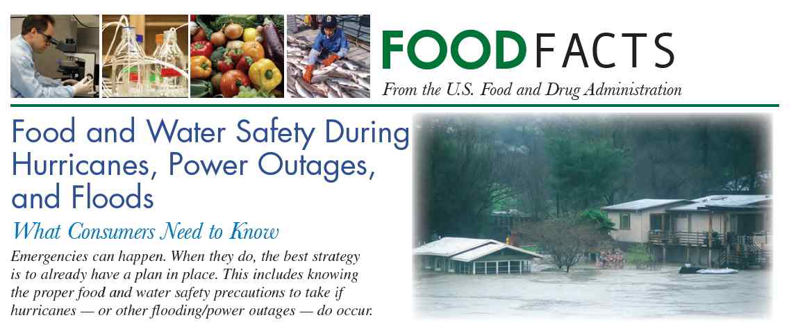 Food and water safety during hurricanes, power outages, and floods