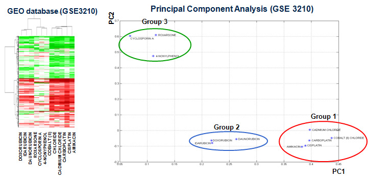 Toxicants Grouping using Principal Component Analysis (PCA) of GSE 3210