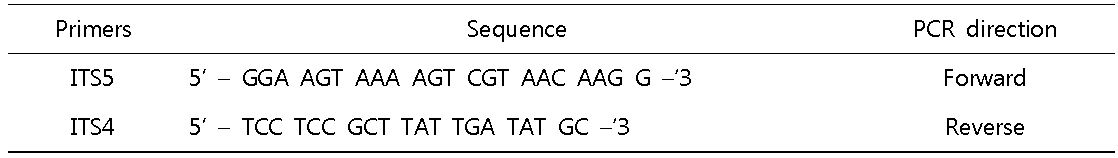 ITS 구간의 PCR primer
