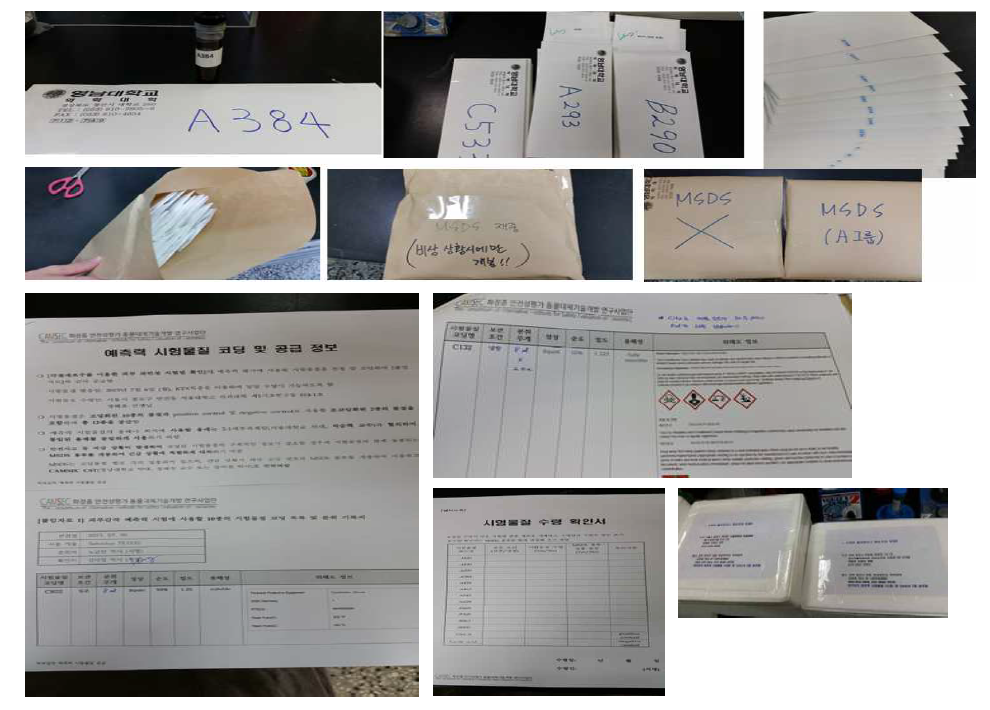 지침서에 따라 시험물질 코드, 분취, 공급하는 예